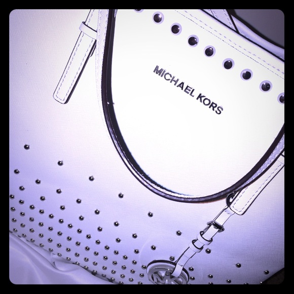 MK White Studded Tote