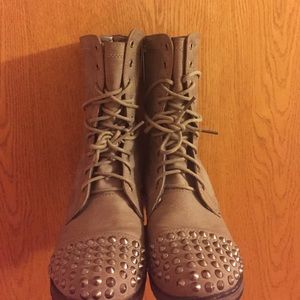 Studded grey combat boots