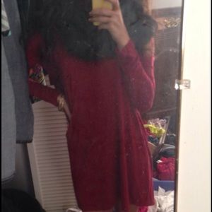 Red long sleeve t shirt dress