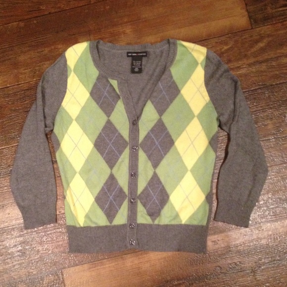 Grey Argyle sweater / cardigan