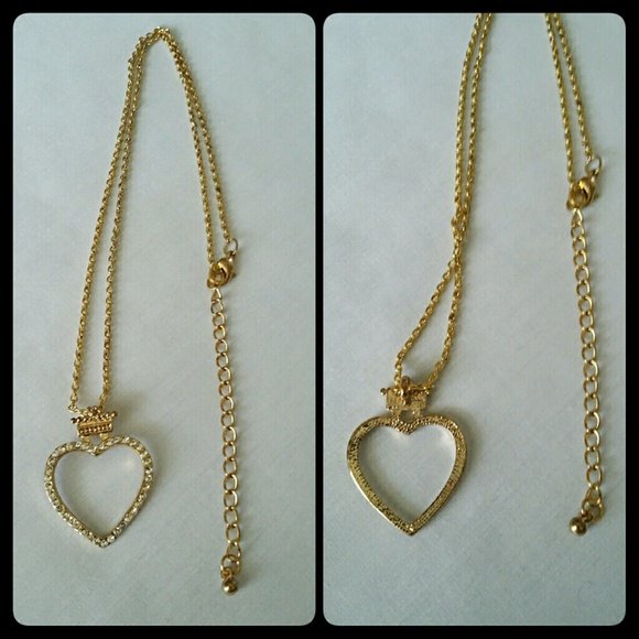Rhinestone Crown Heart Necklace - Picture 4 of 5