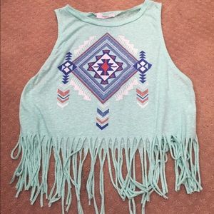 Crop top fringe shirt💙NWOTS
