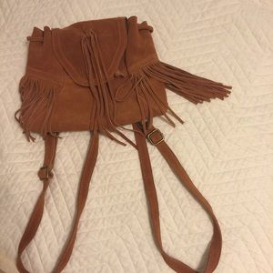 Fringe backpack, suede material. New!