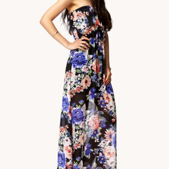 Ruffled floral tube dress