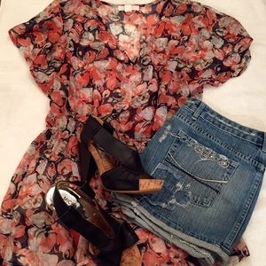 New Forever 21 Flower Sheer Top/Cover-up