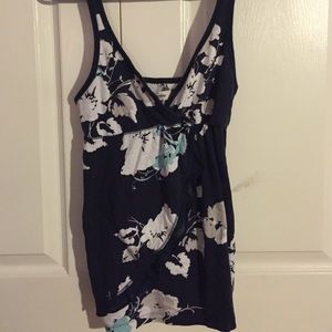 Navy Floral Tank Top