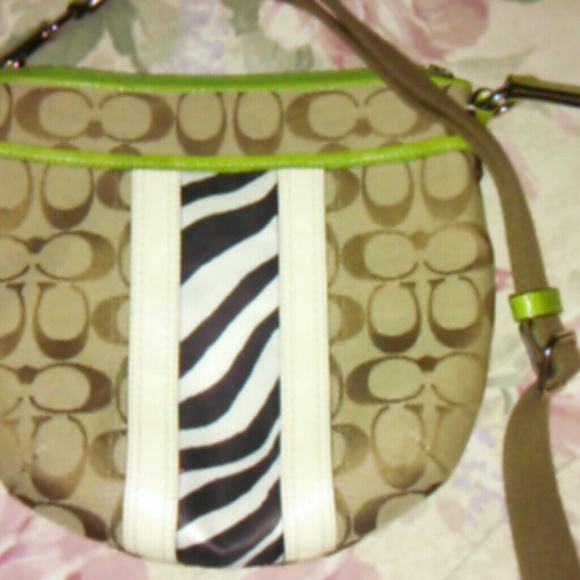 Coach Nancy Khaki signature zebra crossbody - Picture 2 of 4