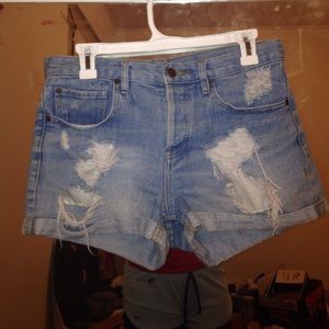 High waisted denim shorts