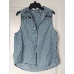 Jean tank top w collar