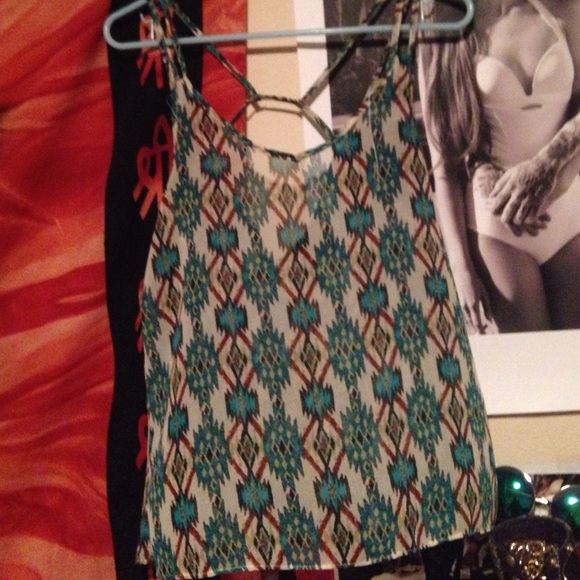 Brown and blue multicolored tank