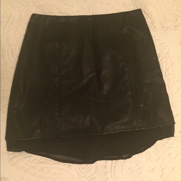 Faux leather skirt w/ chiffon trim never worn!