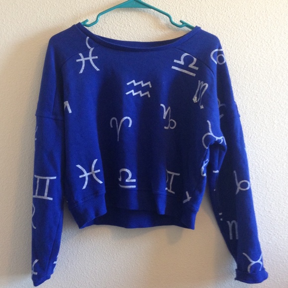 Sweaters - vintage zodiac symbols cropped sweater