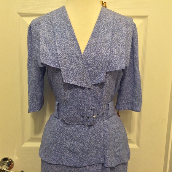 Vintage Purple Chiffon Sheer Dress & Matching Belt - Picture 2 of 3