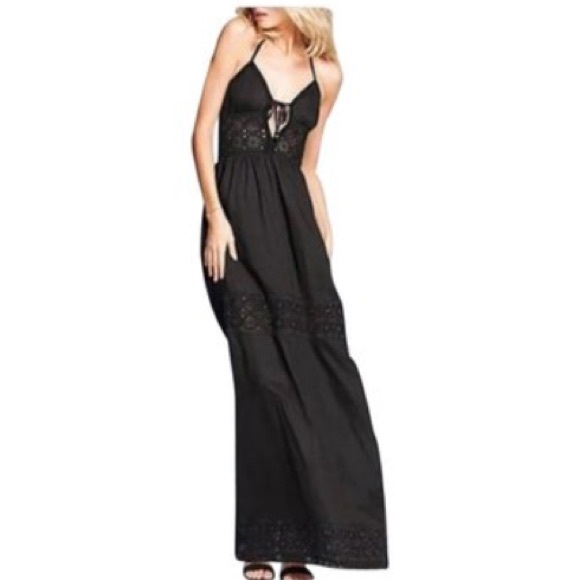 NEW-Black Victoria's Secret Eyelet Maxi Dress-XS/0
