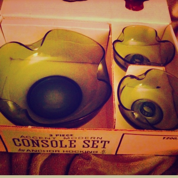 Vintage NIB 3 PC Console Set by Anchor Hocking