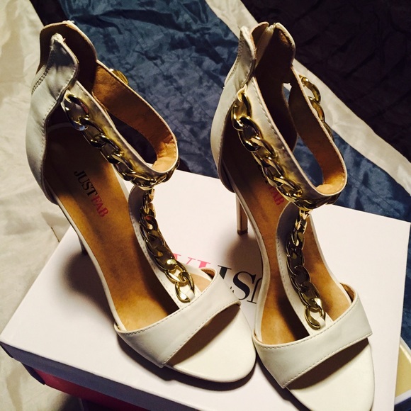 White and Gold Chain Heels.