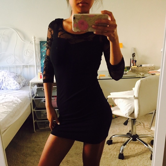 Lace jersey night wear dress