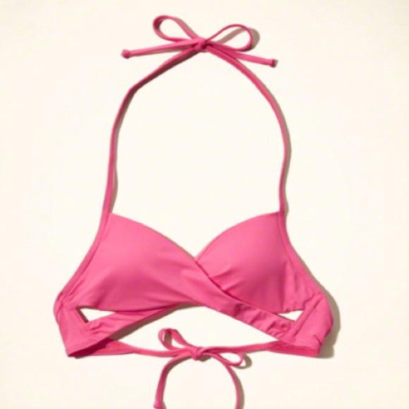 Pink criss cross hollister bikini top