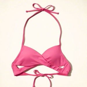 Pink criss cross hollister bikini top