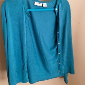 Turquoise silk cardigan