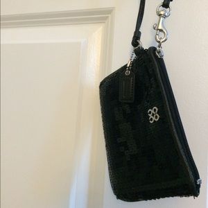 Coach black sequin  wristlet