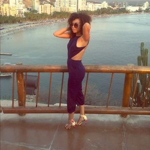 Navy blue romper with open back!