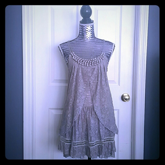Silver Gray Lace Dress