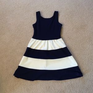 Navy and white striped dress