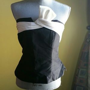 WHBM Bustier NWT 14 black cream tuxedo