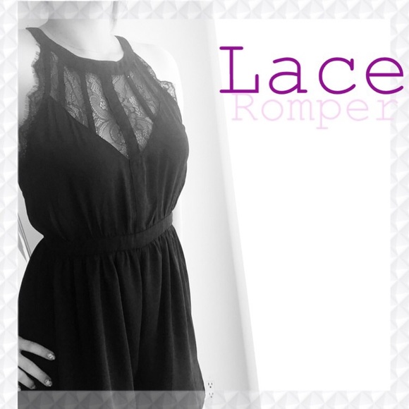 Dresses & Skirts - Black lace romper NEW