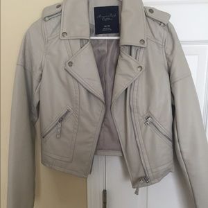 American Eagle tan leather Moto jacket