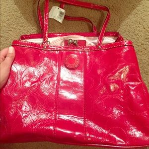 Cherry Red Coach bucket bag