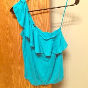 Turquoise one shoulder tank top