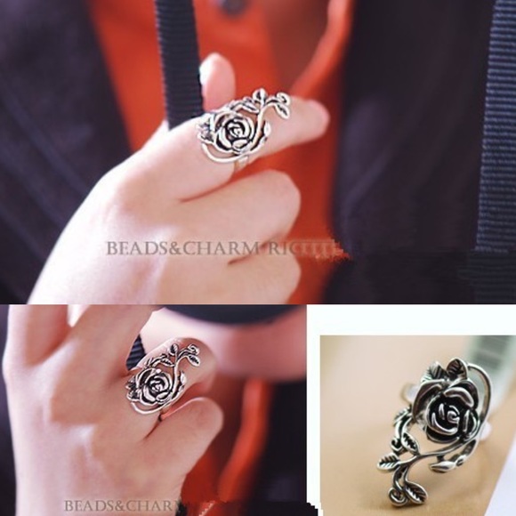 personalized vintage rose royal cutout carved ring - Picture 3 of 3