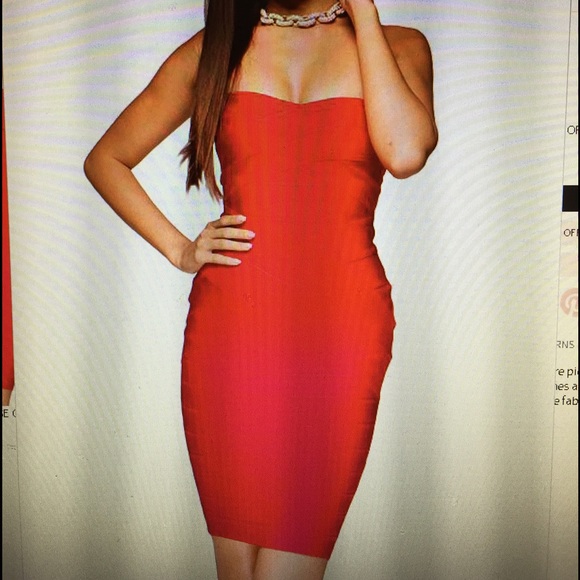 Red Strapless Bandage Dress