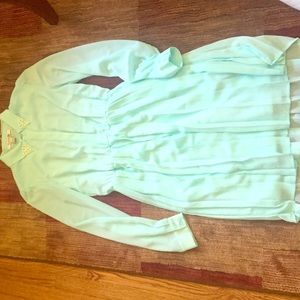 Mint green 1920's style high neckline dress!