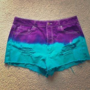 dip dye high waisted shorts