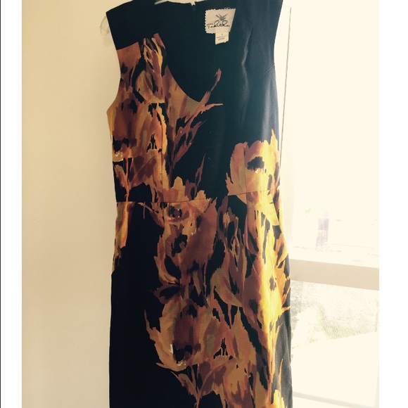 Black, gold and yellow Anthropologie dress