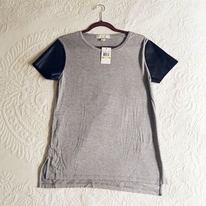Michael Kors Leather Sleeved Top