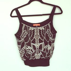 Black and White embroidered tank!