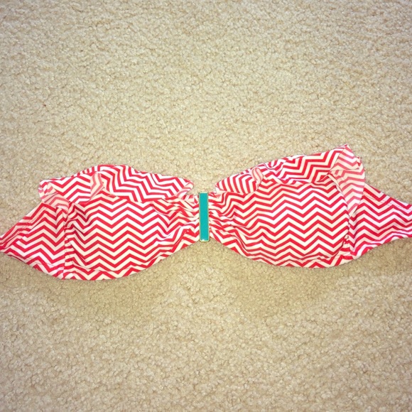 Orange chevron bathing suit top