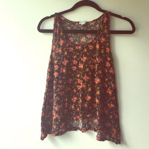 Crop Floral Trapeze Tank
