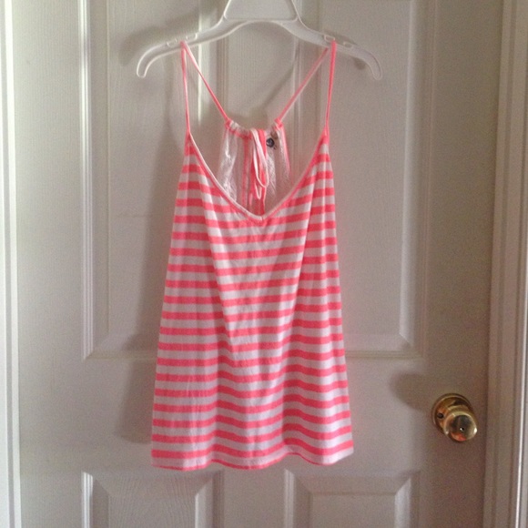 Coral and White striped Roxy tank top