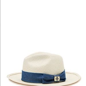 SOLD: Tory Burch Chambray Fedora: natural straw