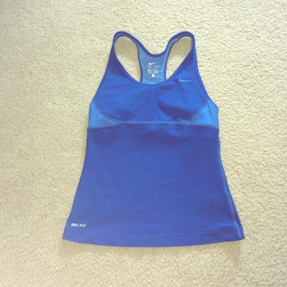 Blue nike dri-fit workout tank top