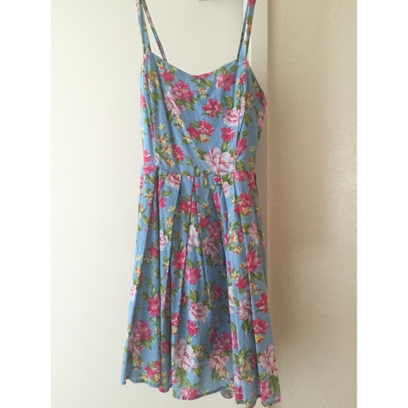 Blue Floral Sweetheart Dress