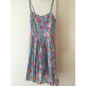 Blue Floral Sweetheart Dress