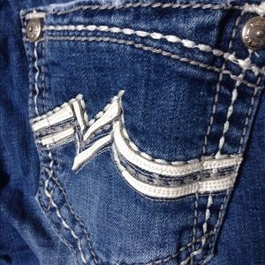 Miss Me Straight Distressed Jeans w Leather Detail