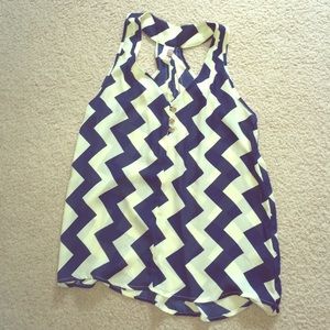 Cream and navy chevron tank top
