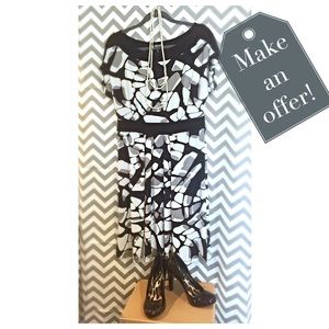 Black and gray cap sleeve dress